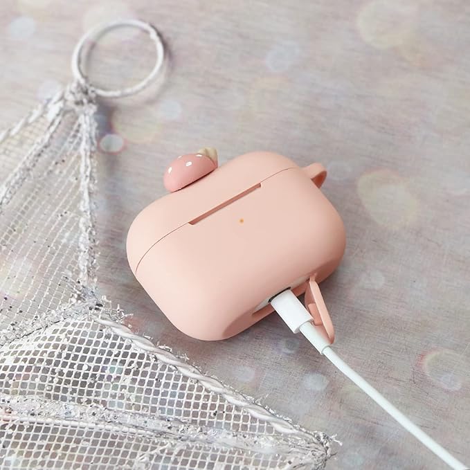 Wonhibo for Airpods Pro Case for Women Girls, Cute Kawaii Cover for Airpod Pro 2019 with Keychain (Strawberry)