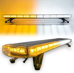 CUMART 47" 88 Amber White LED Extreme Bright Intensity Construction Emergency Warning Beacon Strobe Light Bar Rooftop Low Profile Hazard Flashing For Tow Work Truck Vehicle Universal