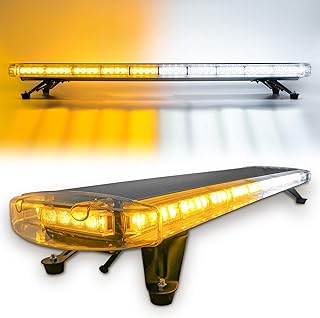 CUMART 47" 88 Amber White LED Extreme Bright Intensity Construction Emergency Warning Beacon Strobe Light Bar Rooftop Low Profile Hazard Flashing For Tow Work Truck Vehicle Universal - Image 1