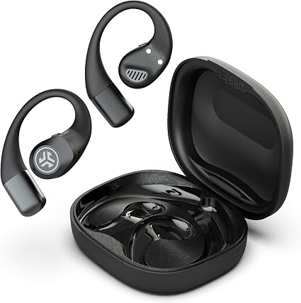 JLab Epic Open Sport Earbuds, Black, Wireless Open-Ear Audio Freedom Effortless Fit, Safe Listening, Bluetooth Multipoint, Customize with the App