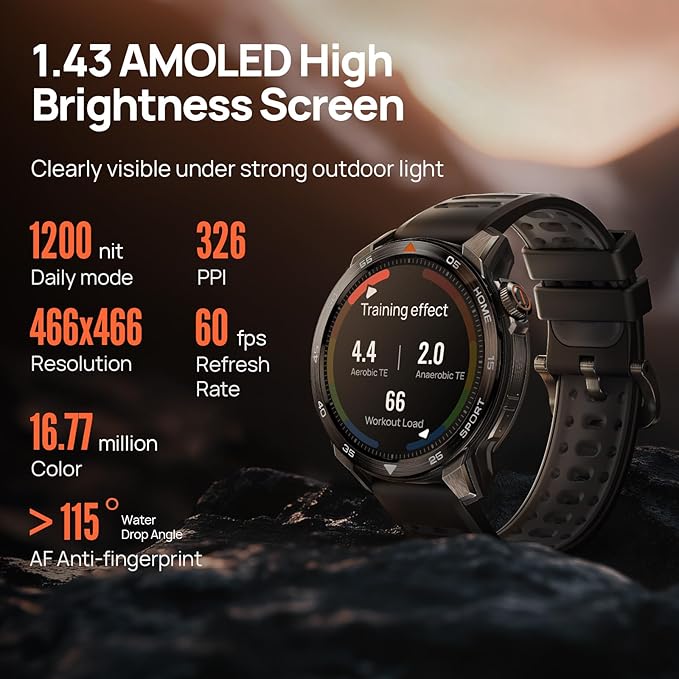 Mibro GS Pro2 Multisport Smart Watch with 1.43" AMOLED, Support 20-Day Battery, Dual Band GPS, 5ATM, 150+ Sport Modes, Running Watch for Cycling, Swimming, Padel (Dark Gray)