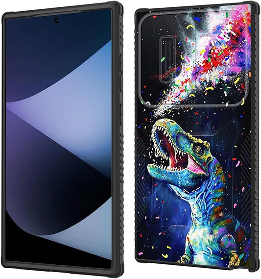 for Galaxy S26 Ultra Case Built in Slide Camera Lens Cover,Heavy Duty Shockproof Protection Dual Layer Case for Samsung Galaxy S26 Ultra 6.9" 2026,Colorful Cool Dinosaur