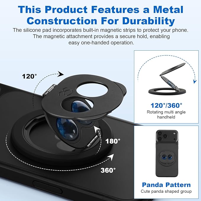 Magnetic Phone Ring for MagSafe Grip with 360° Rotation & Strong Magnet Phone Ring Holder Grip– Universal Compatible with iPhone 17/16/15/14/13 Pro Max Mag Safe Accessories Android