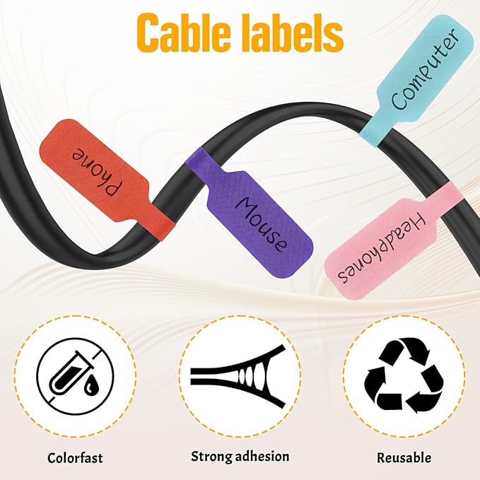 35Pcs Cable Cord Labels, Purpose Cable Tags Handwriting Reusable Wire Labels, Electronic Cable Identification Tags for Wire Management and Identification (Rectangle B)