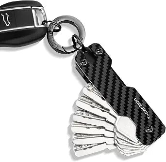 T-carbon Carbon Fiber Key Organizer, Compact Holder for 2-6 Keys, Black