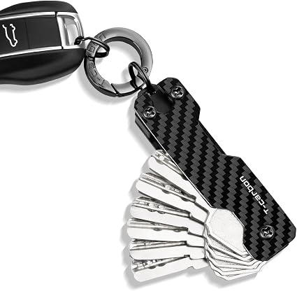 T-carbon Carbon Fiber Key Organizer, Compact Holder for 2-6 Keys, Black