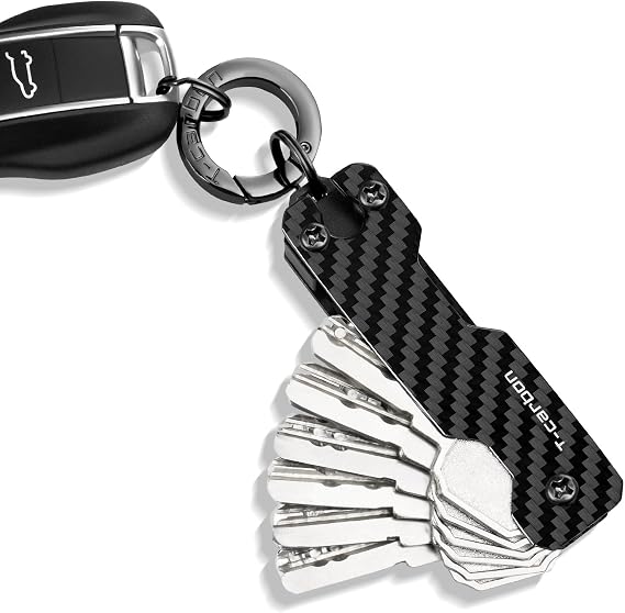 T-carbon Carbon Fiber Key Organizer, Compact Holder for 2-6 Keys, Black