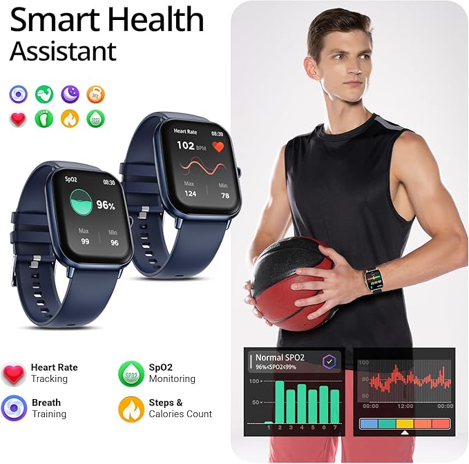 Fire-Boltt Ninja Call Pro Max 51.05mm (2.01 inch) HD Display Smart Watch, Bluetooth Calling, 120+ Sports Modes, Health Suite, Voice Assistance (Blue)