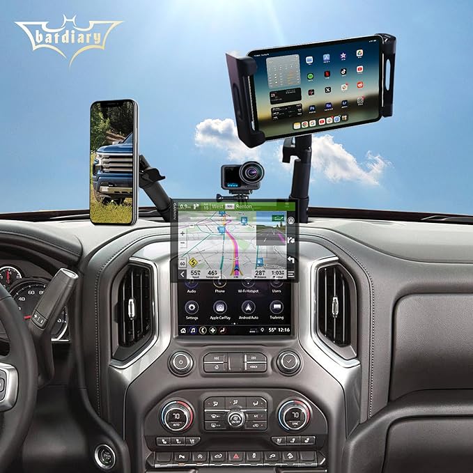 2024 Silverado 1500 Magnetic Phone Mount Compatible with 2019-2024 Chevy Silverado & 2019-2021 GMC Sierra Accessories Metal Cell Phone Holder Dash Platform Mount(No-Drill Installation)
