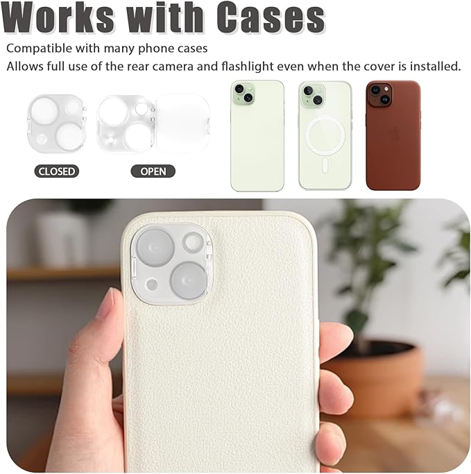 Camera Lens Cover Compatible for iPhone 14/14 Plus/15/15Plus,Camera Lens Protector to Protect Privacy and Security,Strong Adhesive -2 Pack-Clear