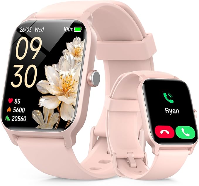 Tensky Smart Watch for Women, 1.85'' HD Sport Lady Smartwatch for Android/iPhone/Samsung/(Bluetooth Call), Alexa Built-in, 100+ Sport Modes Fitness Digital Tracker,Sleep/Heart Rate/SpO2 Monitor