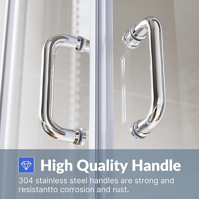 SUNNY SHOWER Corner Shower Enclosure 1/4 in. Clear Glass Semi-Frameless Sliding Shower Doors, 34 in. X 34 in. X 72 in. Bath Door, Chrome Finish Corner Shower Glass Enclosure