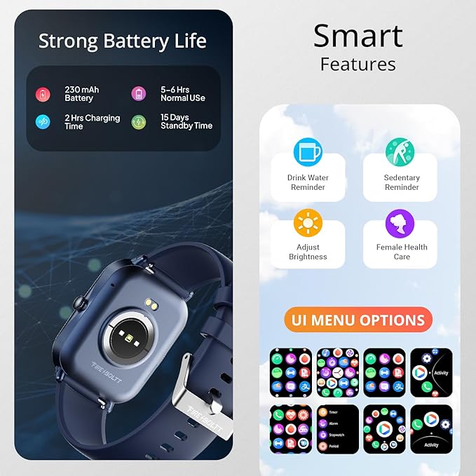 Fire-Boltt Ninja Call Pro Max 51.05mm (2.01 inch) HD Display Smart Watch, Bluetooth Calling, 120+ Sports Modes, Health Suite, Voice Assistance (Blue)