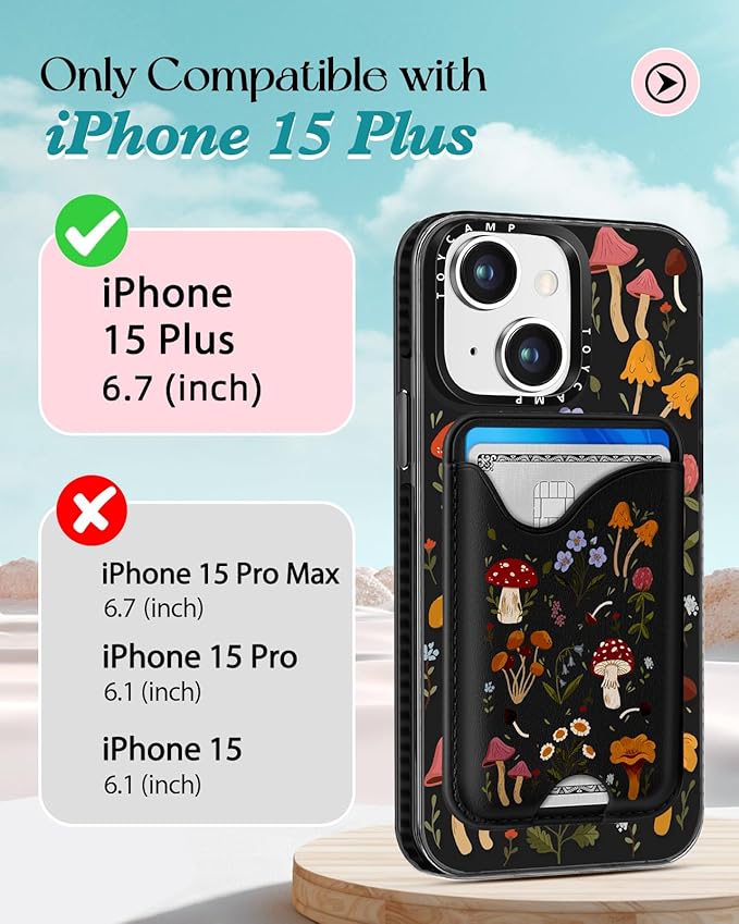 Toycamp for iPhone 15 Plus Case - Compatible with Magsafe Credit Card Holder Wallet Magnetic Cute Women Teen Girls Kawaii Girly Unique Design Phone Cover for Apple 15 Plus 6.7"