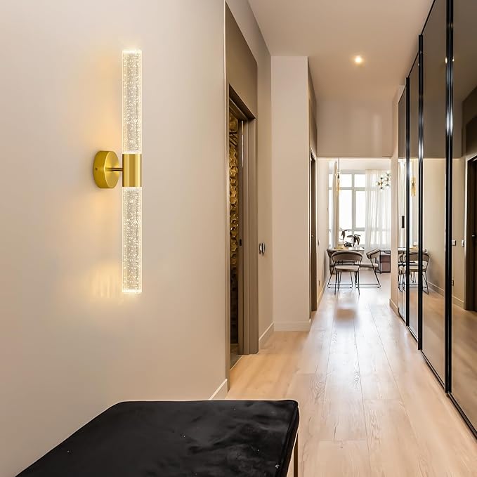 Wall Sconces LED Modern Sconces Dining Room Wall Lighting 10W 3000K LED Wall Lights Crystal Hardwired Wall Light Fixtures for Living Room Bedroom Bathroom Hallway