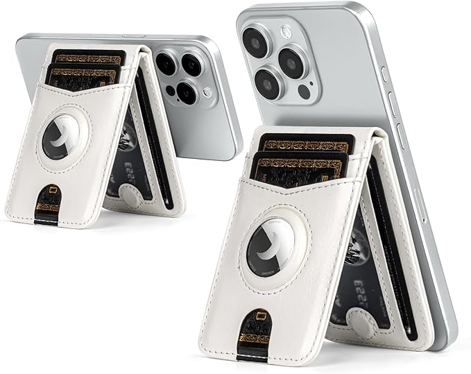 Compatible with Magsafe Case with RFID Blocking Card Holder AirTag pocket for iPhone 17/16/15/14/13/12 Pro/Pro Max/PlusSeries,Not Fit iPhone Mini,White