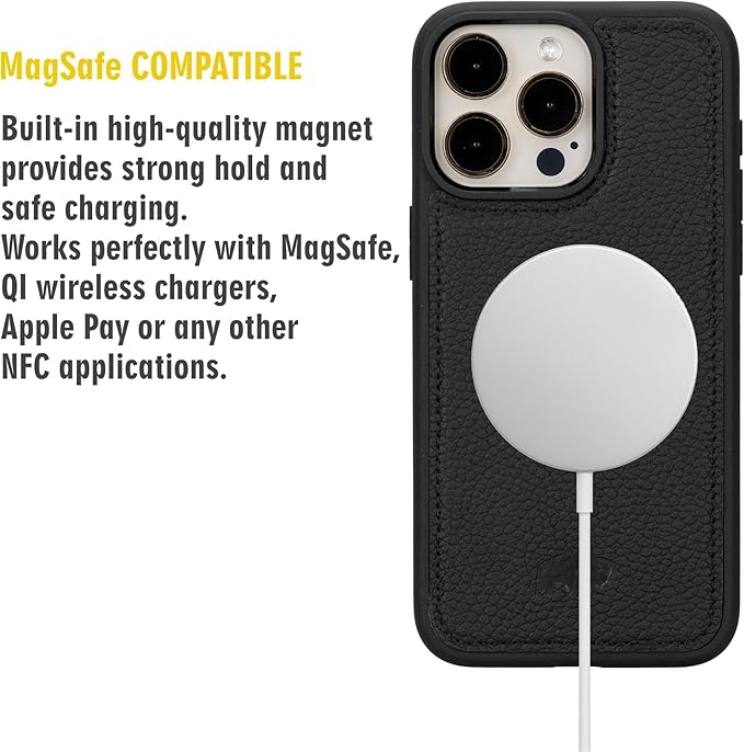 BLACKBROOK Case for iPhone 15 Pro Max Wallet Case for Men and Women, Carter Full Grain Leather 2-in-1 Set for MagSafe Charging, Cash, ID and 4 Card Slots with RFID, Compatible with iPhone 15 Pro Max