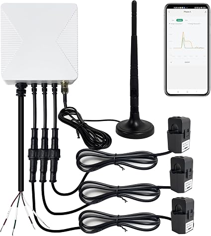Smart WIFi Energy Monitor with 3 * 80A Clamp, Home Power Monitor Track Electricity in Real Time,WIFi Meter Solar/Net Metering, Home Energy Automation and Control