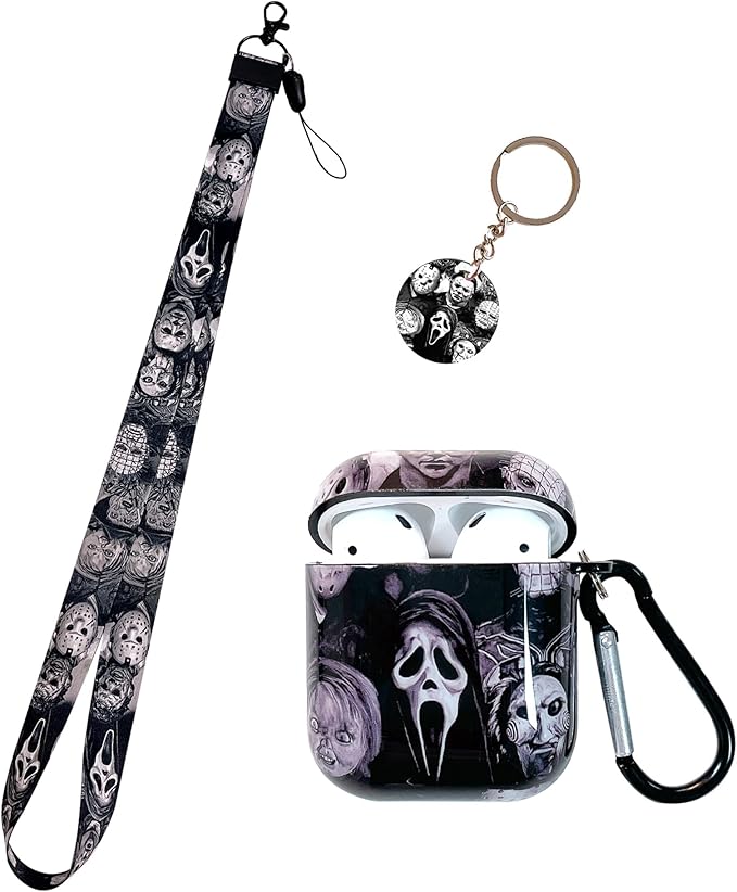 Cool Scream Pattern 2/1 Case with Durable IMD Printing Technology and PET Layer，with Horror Keychain Clip Carabiner and Lanyard