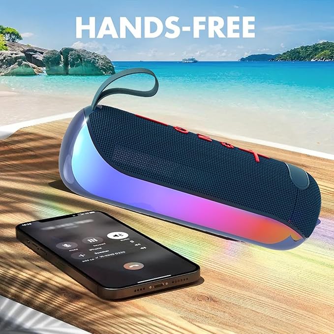 T&G Portable Bluetooth Speakers with Colorful Lights, Powerful Stereo Loud Sound Wireless Speaker, Outdoor Party Speaker, 24W Loud Stereo Sound, Bluetooth 5.3, 24H Playtime, for Home Party Beach