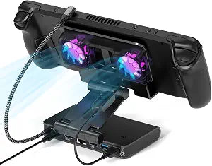 Adjustable Stand Steam Deck Docking Station with RGB Light Cooling Fan