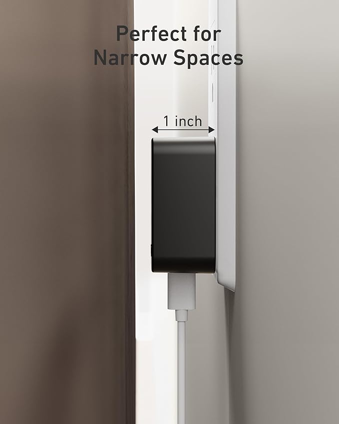 Nekmit 67W Flat USB C Charger Block, 3-Port GaN Fast Wall Charger(2*USB-C & 1*USB-A), USB C Wall Plug with Fixed Prongs for iPhone 17/16 Series, MacBook Pro/Air, iPad, Galaxy and More