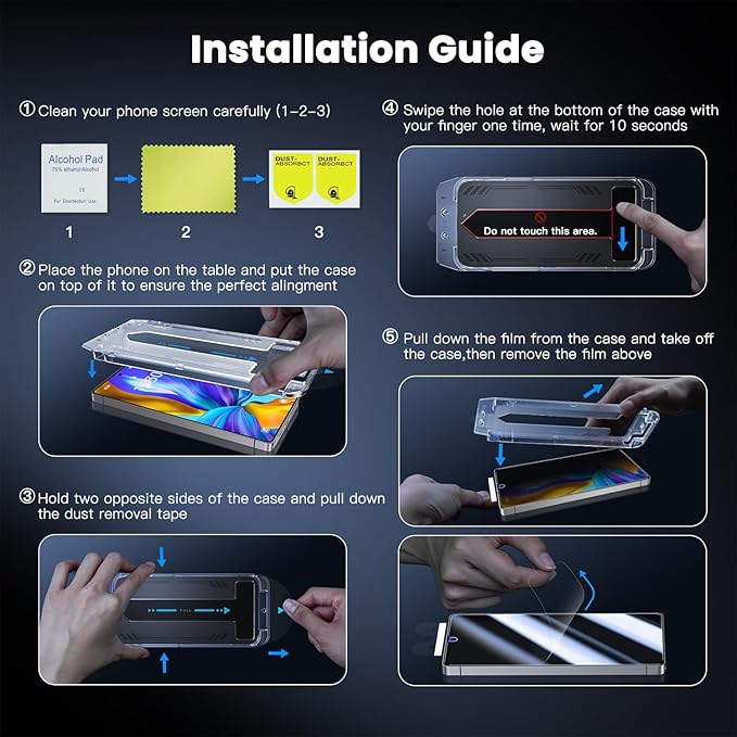 Uyiton UnBreak-Glass for Samsung Galaxy S25 Ultra Privacy Screen Protector, [Ultrasonic Fingerprint Support][Auto-Alignment Frame] Scratch-Resistant Bubble-Free S25 Ultra Tempered Glass Screen-2 Pack