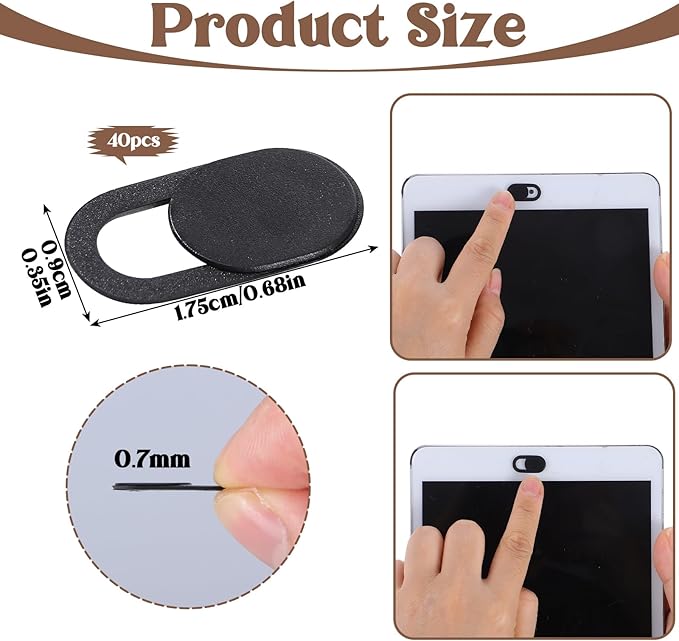 cobee 40 Pcs Webcam Cover, Laptop Camera Cover Slide Universal Camera Privacy Covers Slide Ultra-Thin Webcam Covers for Phone Computer Laptop Pad Protecting Privacy Security(Black)