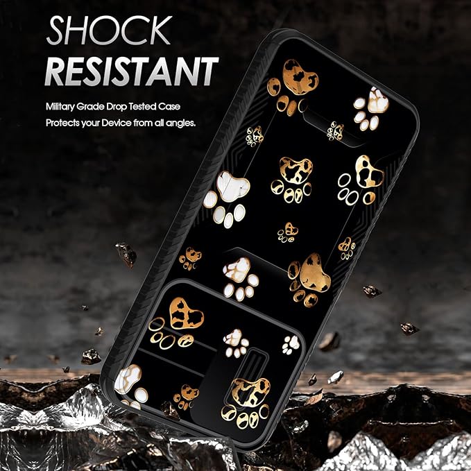 for Galaxy A17 5G Case Built in Slide Camera Lens Cover,Heavy Duty Shockproof Protection Dual Layer Case for Samsung Galaxy A17 5G 6.7" 2025,Cute Dog Paw Prints