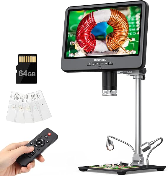 Andonstar 4K 30FPS Digital Microscope with 10.1" Screen, 3840P Video Audio