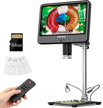 Andonstar 4K 30FPS Digital Microscope with 10.1" Screen, 3840P Video Audio