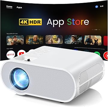 HOMPOW 4K Projector with WiFi and Bluetooth, 1500 ANSI Google TV Projector