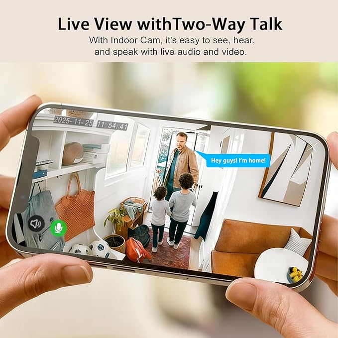 Indoor Camera 1080P Plug-in Wired, 24/7 Recording, 360°Pan-Tilt Human Auto Tracking, Human Detection, 2-Way Audio Siren, Night Vision, Pet/Dog/Baby Security Camera with Phone App
