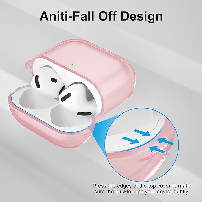 Valkit Compatible Airpods 4 Case Pink, Soft TPU AirPods 4th Generation Case Cover with Cleaner Kit, Shockproof Protective Case with Keychain for Apple AirPods 4 Gen Cases for Women Men - Clear Pink