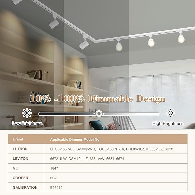 Arcfox 7W 3000K H Type Dimmable LED Track Lighting Heads, 3 Wire Single Circuit 500lm CRI90 24° Angle Ceiling Spotlight for Accent Task Wall Art Exhibition Store, ETL5027448(6 Pack, White)