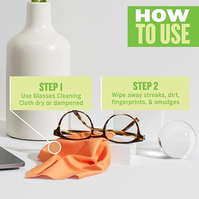 E-Cloth Glasses Cloth, Premium Microfiber Cleaning Cloth, Ideal Eyeglass and Lens Cleaner, Washable and Reusable, 100 Wash Guarantee, 1 Pack
