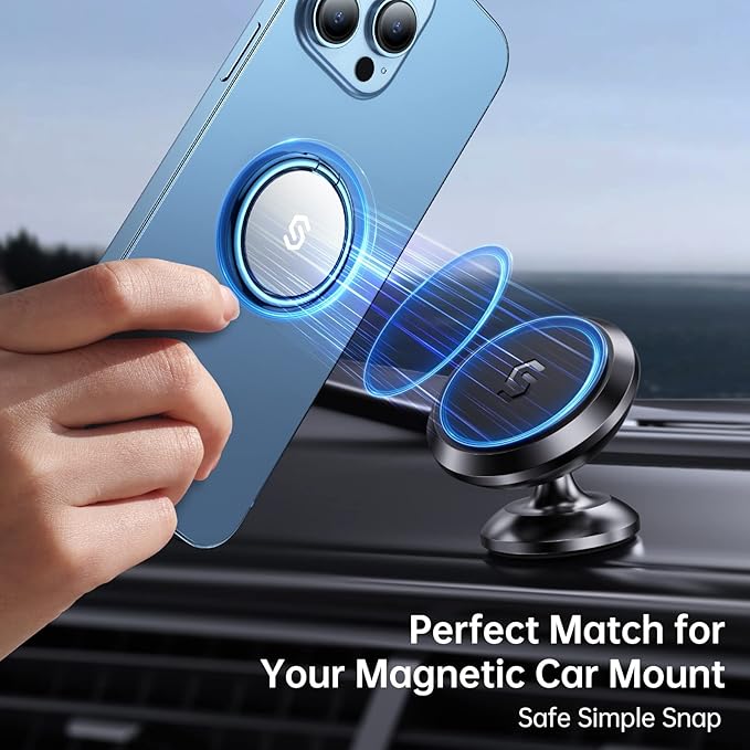 Syncwire Cell Phone Ring Holder Stand, 360 Degree Rotation Finger Ring Kickstand Polished Metal Phone Grip for Magnetic Car Mount