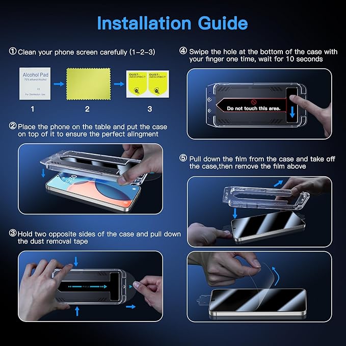 Uyiton UnBreak-Glass for Samsung Galaxy S24+ Plus/S25+ Plus Privacy Screen Protector, [Ultrasonic Fingerprint Support][Auto-Alignment Frame] Scratch-Resistant Bubble-Free Tempered Glass -2 Pack