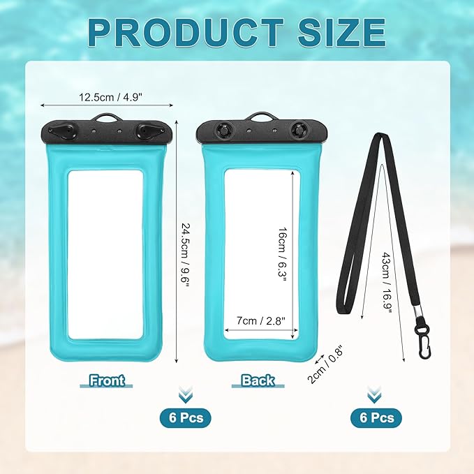 PATIKIL 3Pcs Waterproof Phone Pouch Floating No Sink Universal Cellphone Dry Bag Waterproof Phone Case for Kayaking Beach Swimming Hiking, Pink Blue