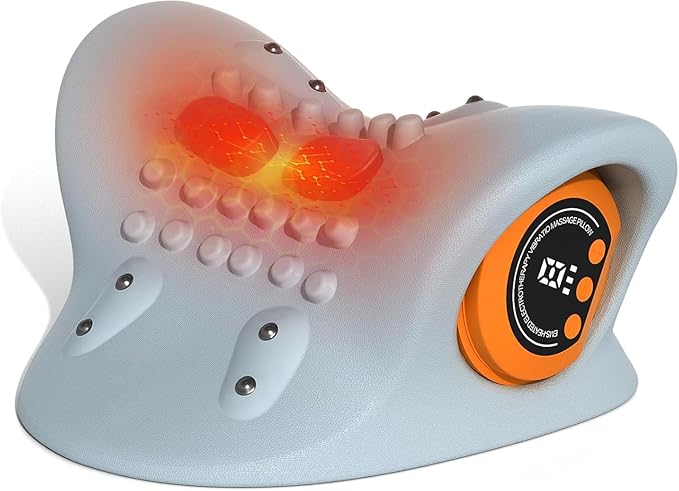 Neck Massager for Pain Relief with Heat & Vibration – Electric Neck and Shoulder Massager, Deep Tissue Pulse Therapy, 3 Modes, Ergonomic Portable Design (Dark Gray)