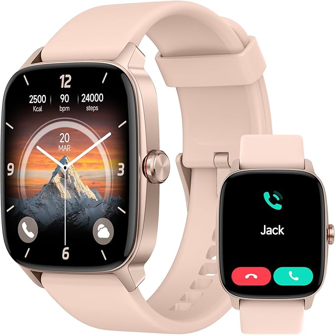 YMZ Smart Watch for Men Women, IP68 Waterproof, Bluetooth Calling, Fitness Tracker, Sleep Monitoring, 1.85'' DIY Dial, AI Built-in, 7 Days Battery, Compatible with Android & iOS