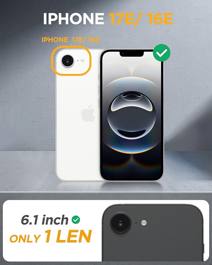 Miracase for iPhone 17e Case & iPhone 16e Case, Full-Body Phone with Built-in Glass Screen Protector, [Magnetic with MagSafe] Military Drop Proof 17 E/ 16 E Cover Bumper 6.1 inch, Matte Clear