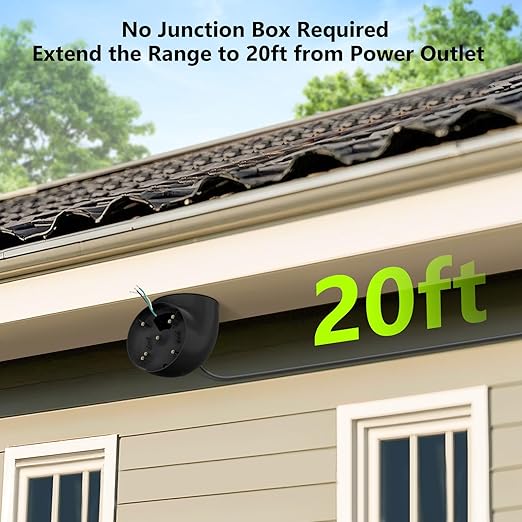 Eave Mount with Power Cable for Floodlight Cam Wired Plus/Pro, Google Nest Cam,Blink Floodlight Cam with 20ft Charging Cable Adapter, No Junction Box Need(2 in 1 Plug in Mount & Cord Set)