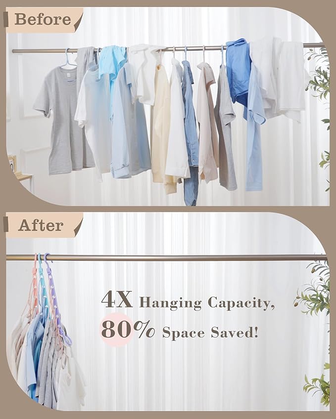 Space Saving Hangers, 24-Pack Reinforced Collapsible Hangers with 360° Swivel Hook, Hanger Hooks Space Saver for Closet Organizers and Storage, Dorm Room Essentials, Fully Assembled, Black