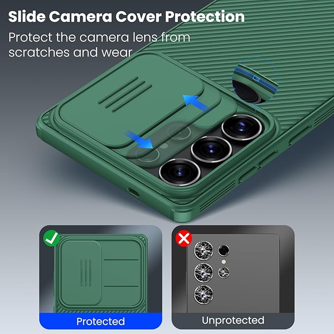 Nillkin Galaxy S25 Ultra Case, CamShield Pro for Samsung Galaxy S25 Ultra Case with Slide Camera Cover Slim Phone Case 2025 6.9'' (Green)