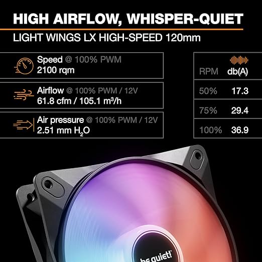 be quiet! Pure Loop 3 LX 360 mm, All-in-One Water Cooling, 3 Light Wings LX 120 mm PWM High-Speed Fans, ARGB Cooling Block Featuring 10 Included Lighting foils, Impressively high Cooling Performance