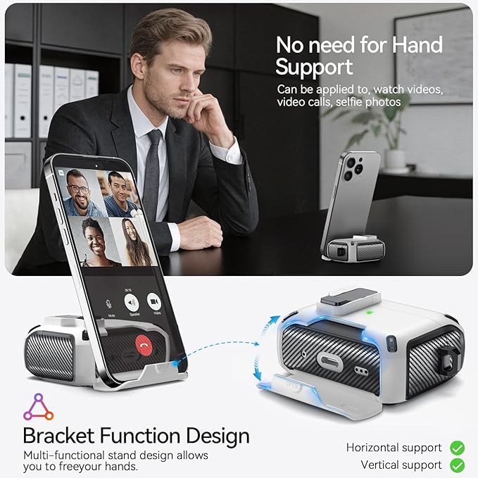 for AirPods Pro 3 Case (2025) with Phone Stand,（with Automatic Snap Switch） Carbon Fiber Design Protection Cover with Cleaning Pen,White