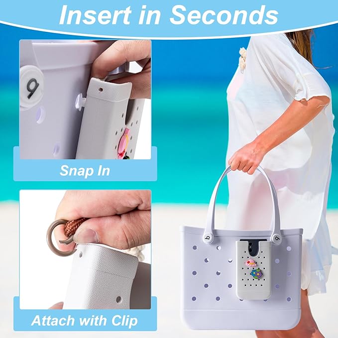 Phone Holder for Bogg Bags, Cell Phone Case Holder Compatible with All Bogg Bags, Phone Holder Accessories for Beach Tote Bags (White)