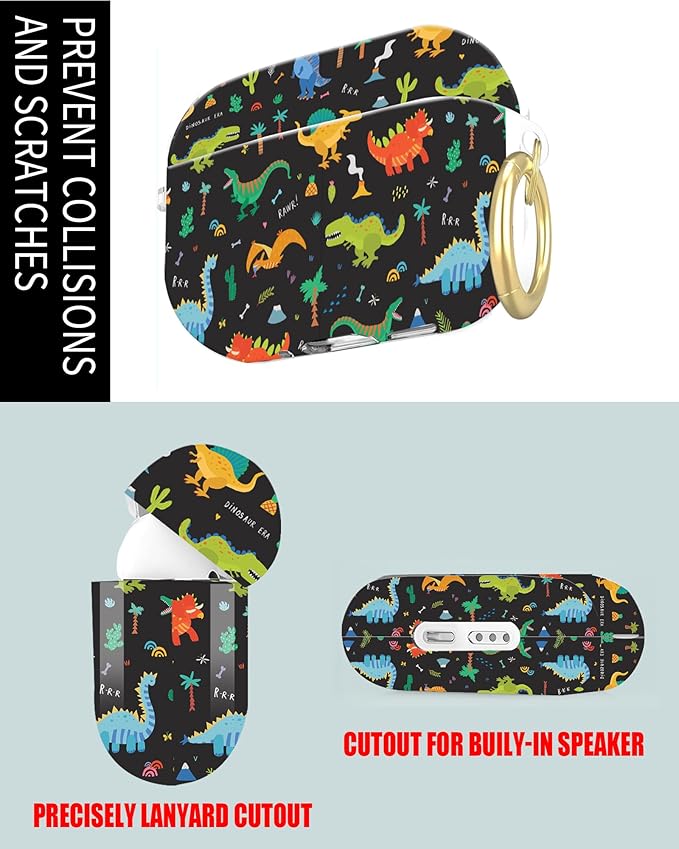 Compatible with Airpod Pro 2nd/1st Generation,360° Full Protection Cover for Girl Women,Cute Accessories Hard Case Portable & Shockproof for Airpod Pro 2nd Charging Case 2023/2022/2019(Cute Dinosaur)