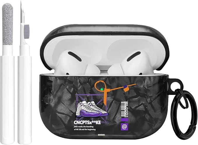 for Airpods Pro Case, Cute Cool Sports Purple Shoe Pattern TPU Soft Cases for Airpods Pro Case 1st Gen, Shockproof for Airpods Pro 2019 Case Men Women with Cleaner Kit & Keychain